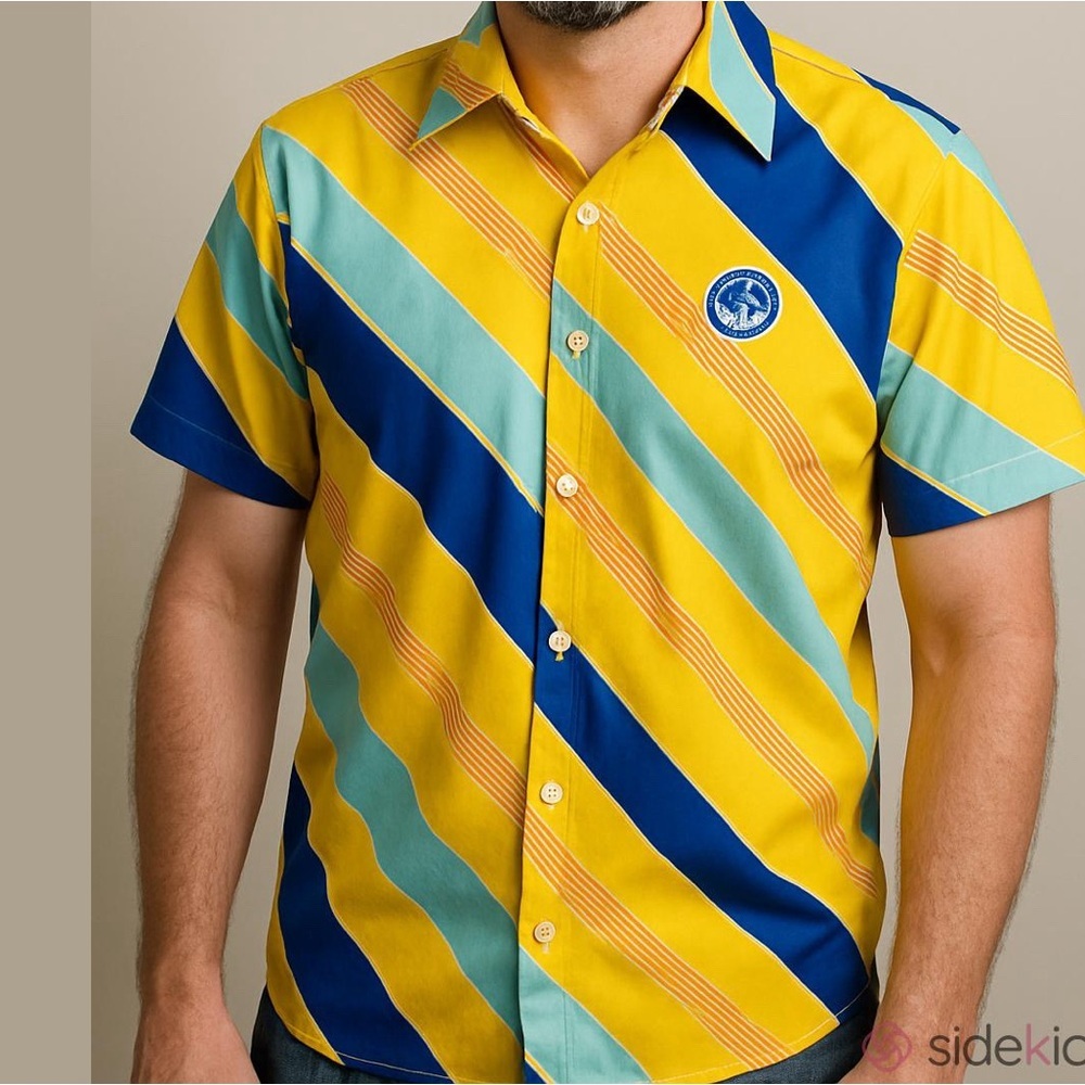 PABST TWO Piece set Hawaiian shirt and board shirts yellow blue size medium